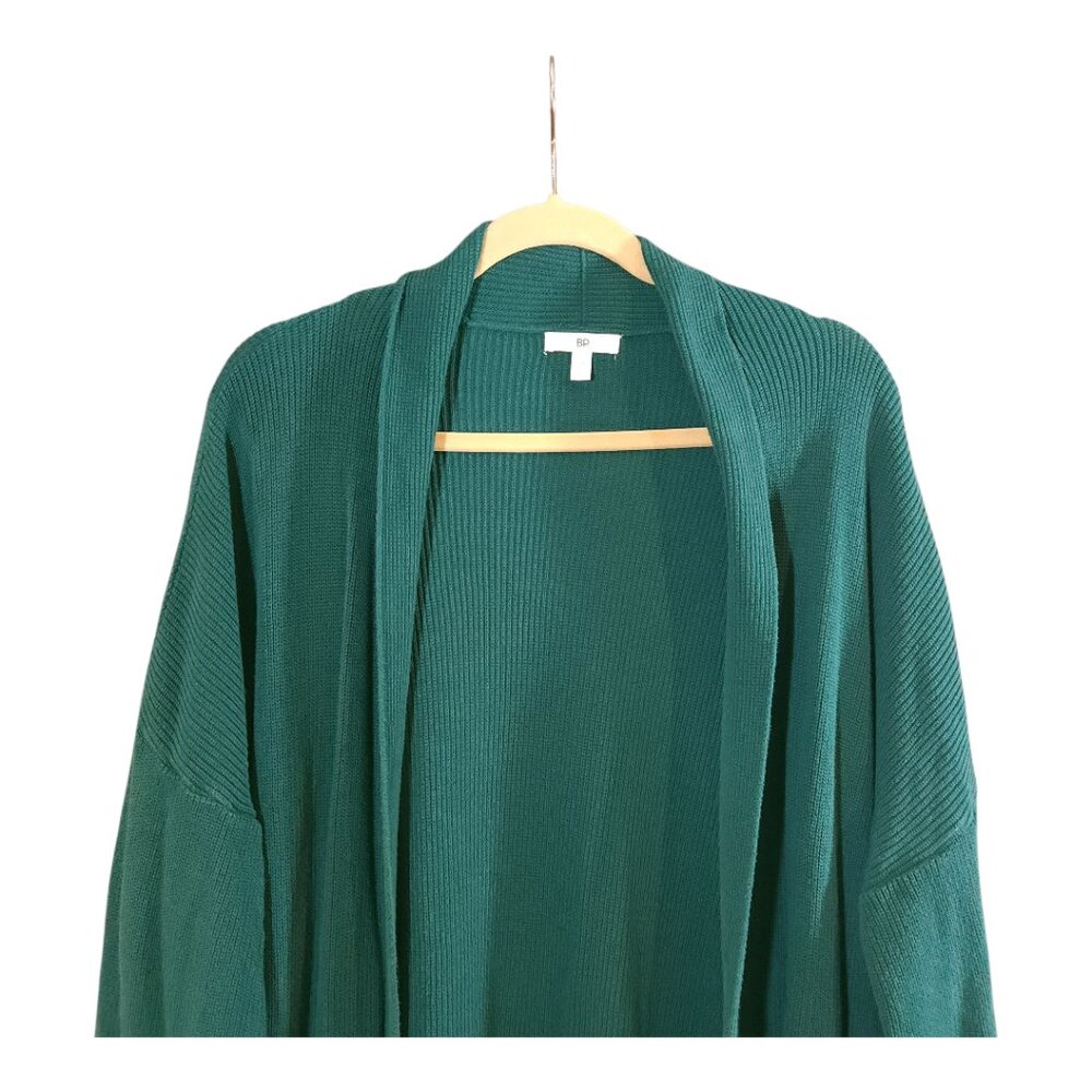 BP. Green Curved Hem Open-front Longline Cardigan in Green Holiday Women's 2X - Picture 4 of 7